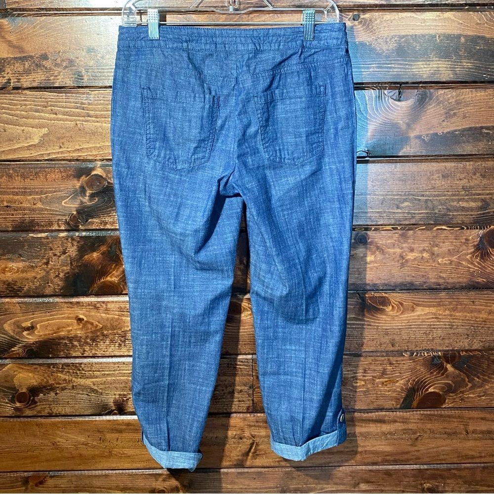 Talbots Petites Signature Rolled Cuff Blue Chambray Denim Ankle Pants Size 4P - Picture 16 of 16